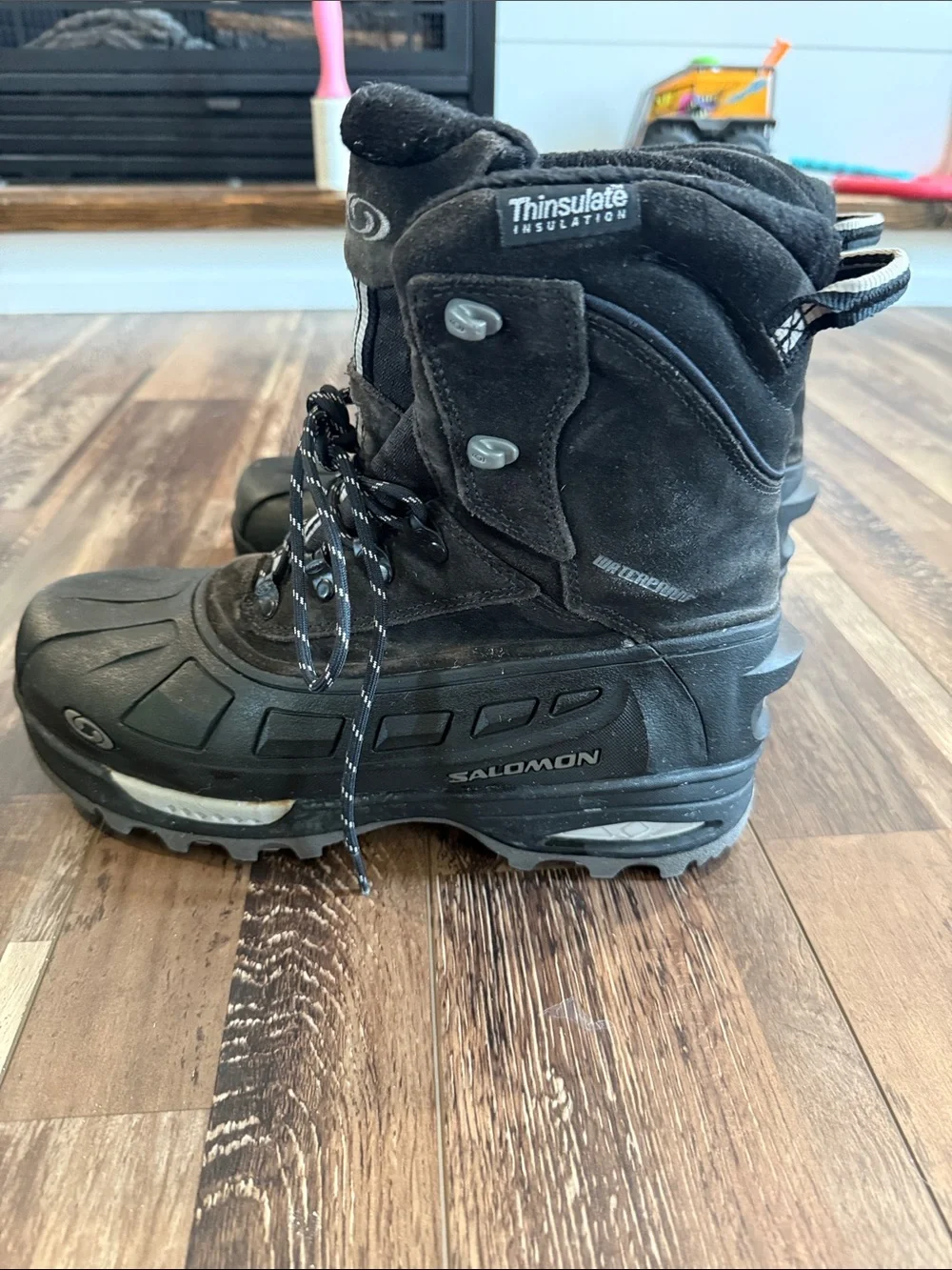 Salomon Men's Black Lace-Up Rain & Snow Boots‎